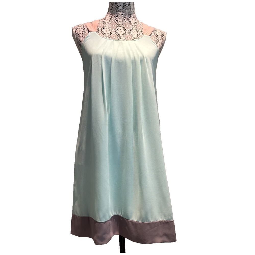 Silk YA Los Angeles Spring Dress Small  pink green grey‎ colorblock whimsy